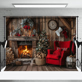 Lofaris Aus Holz Braun Kamin Warm Weihnachten Szene Hintergrund